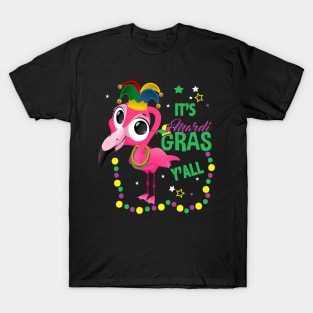 Flamingo Mardi Gras Beads T-Shirt